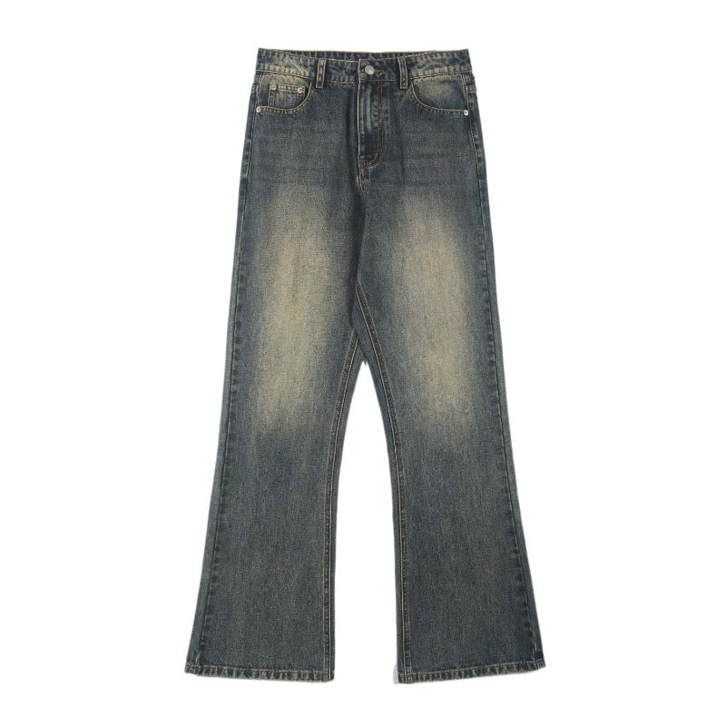 Retro Rust Blue Jeans Men's Loose Mop