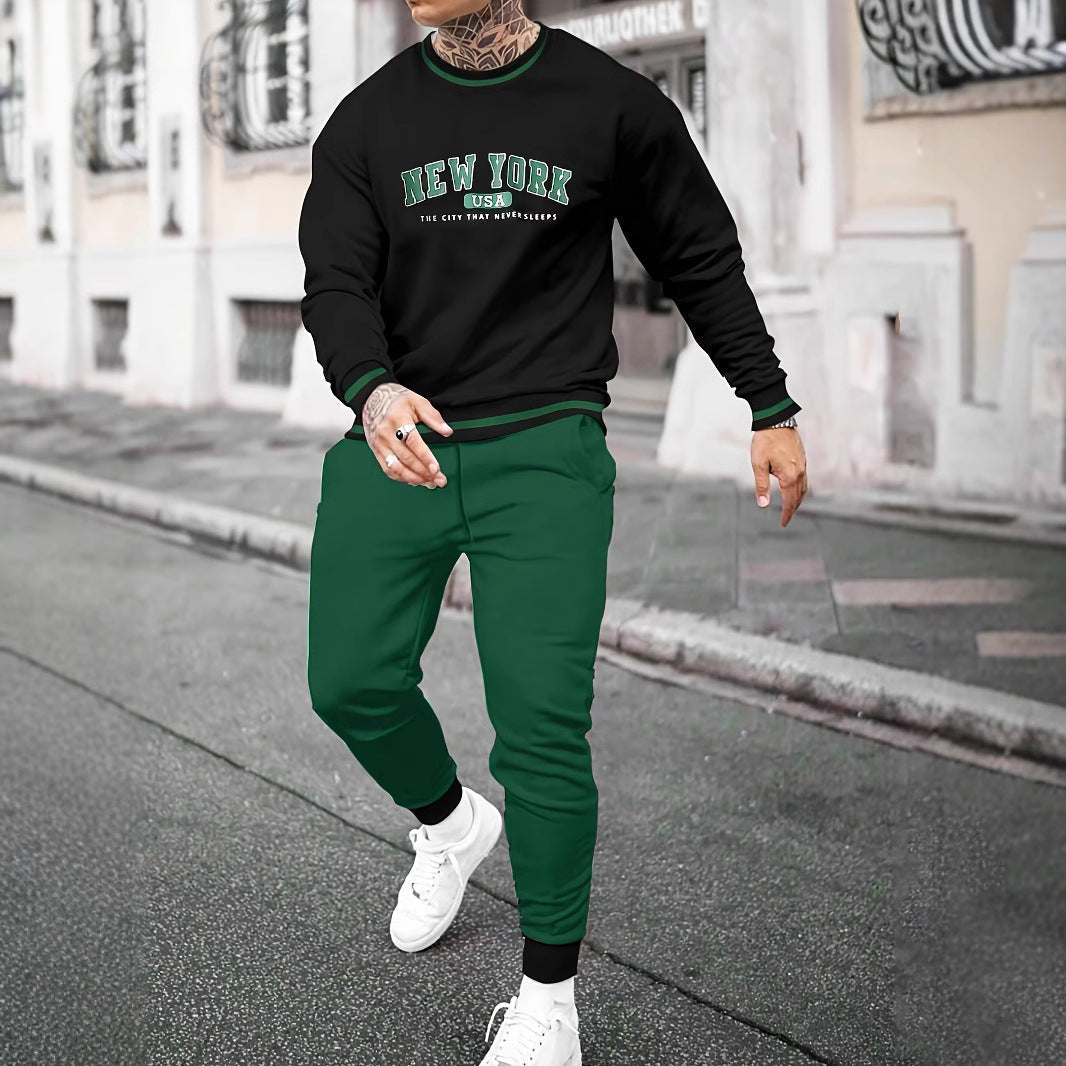Men's Printed Casual Sports Long-sleeved Sweater