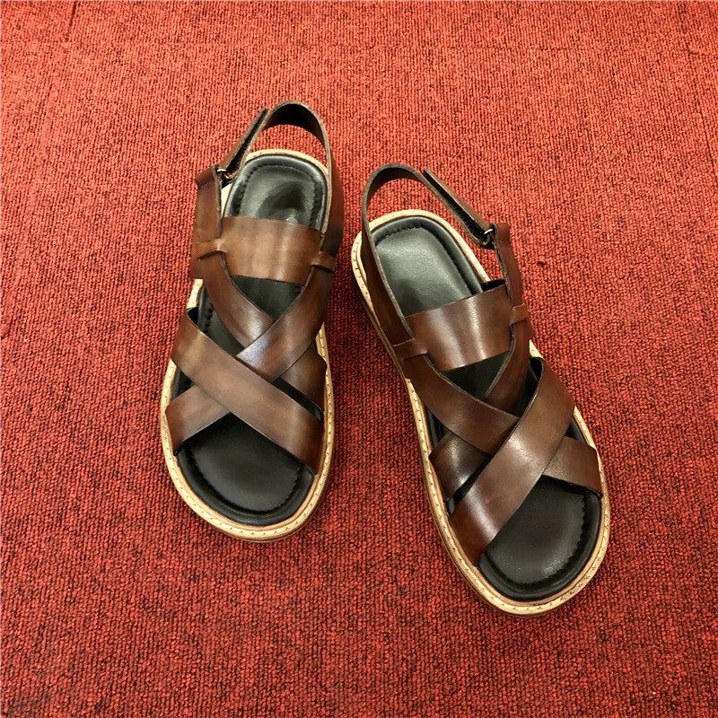 Summer Genuine Leather Casual Sandals Men