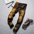 Distressed Slim Fit Straight-leg Denim Men's Broken Holes Pants