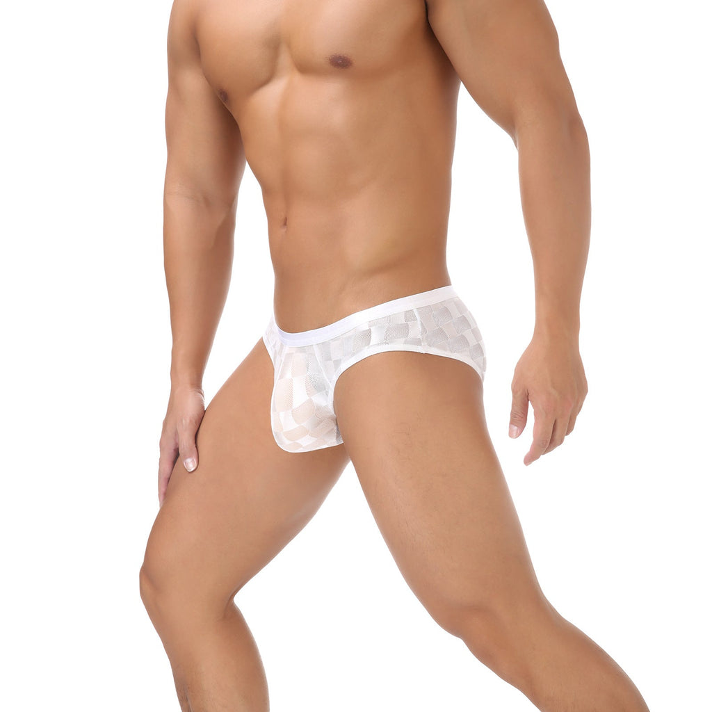 Men's Mesh Breathable U-convex Plaid Underpants