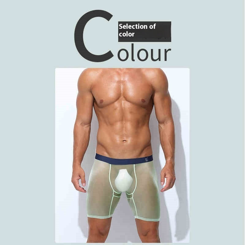 Plus-size Sports Ice Mesh Men's Underwear With Long Anti-wear Legs