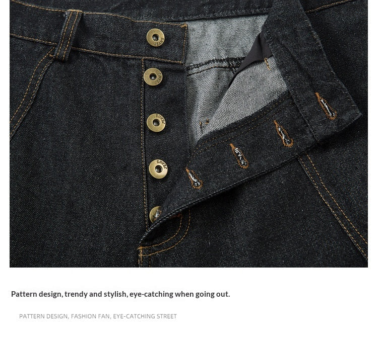 Button Design Heavy-duty Jeans For Men