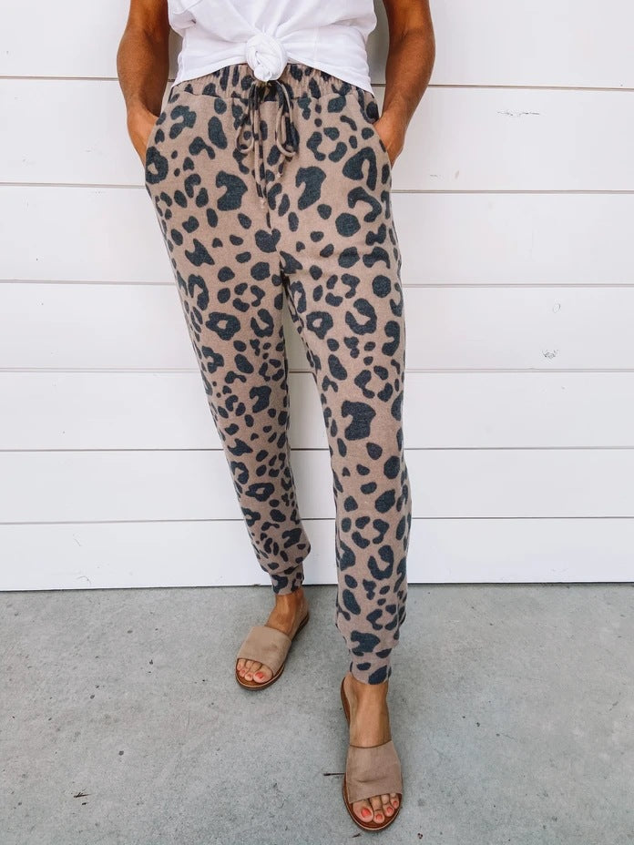 Fashionable Leopard Print Irregular Pattern Casual Pants