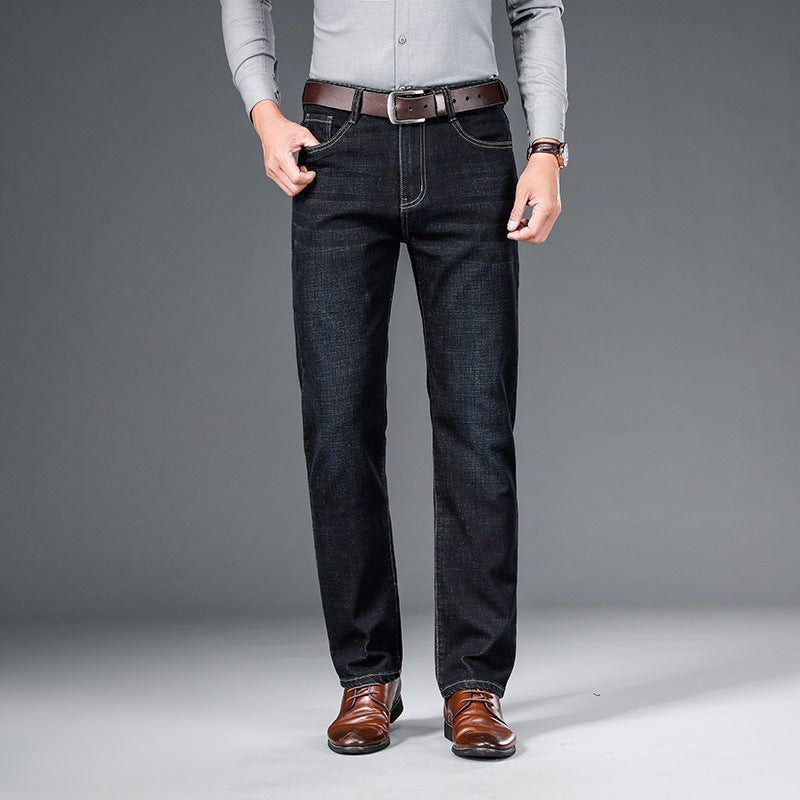 Men's Jeans Straight Loose Elastic Business Trousers