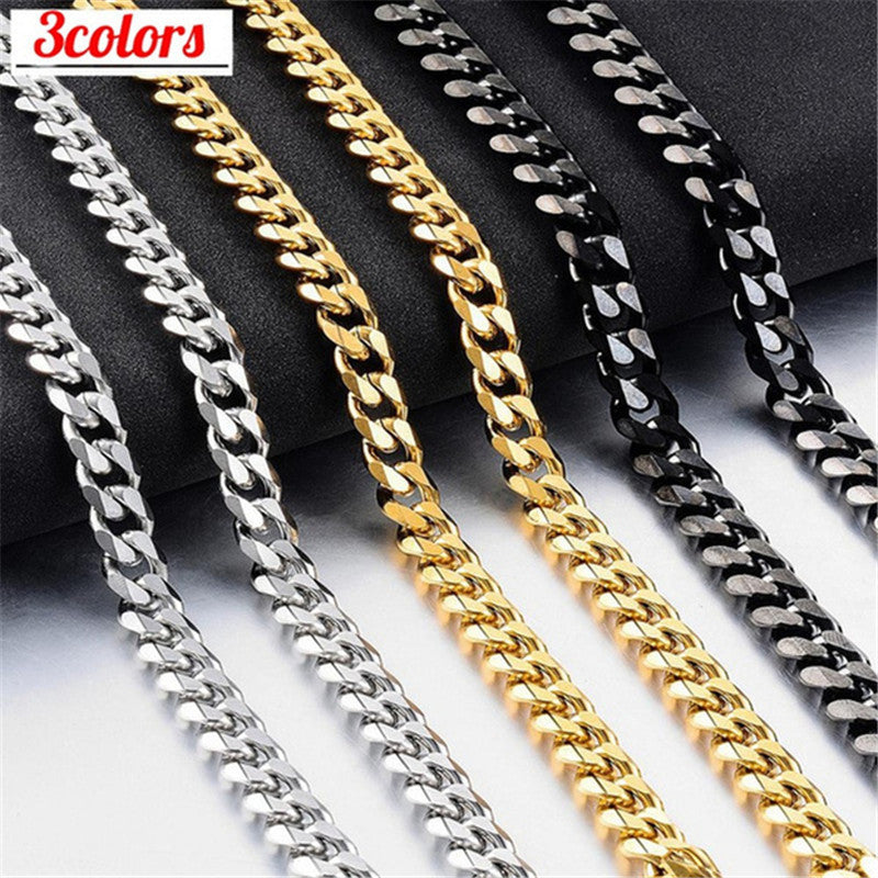 Six-sided Grinding Cuban Titanium Steel Necklace