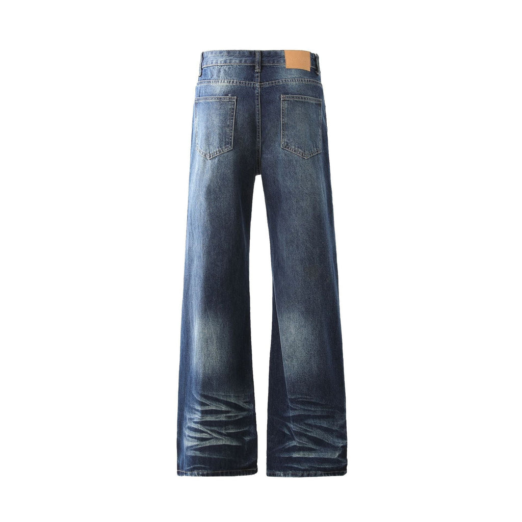 Men's American-style Retro Washed White Straight Jeans