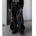 Retro Minority Washed Lightning Embroidered Jeans