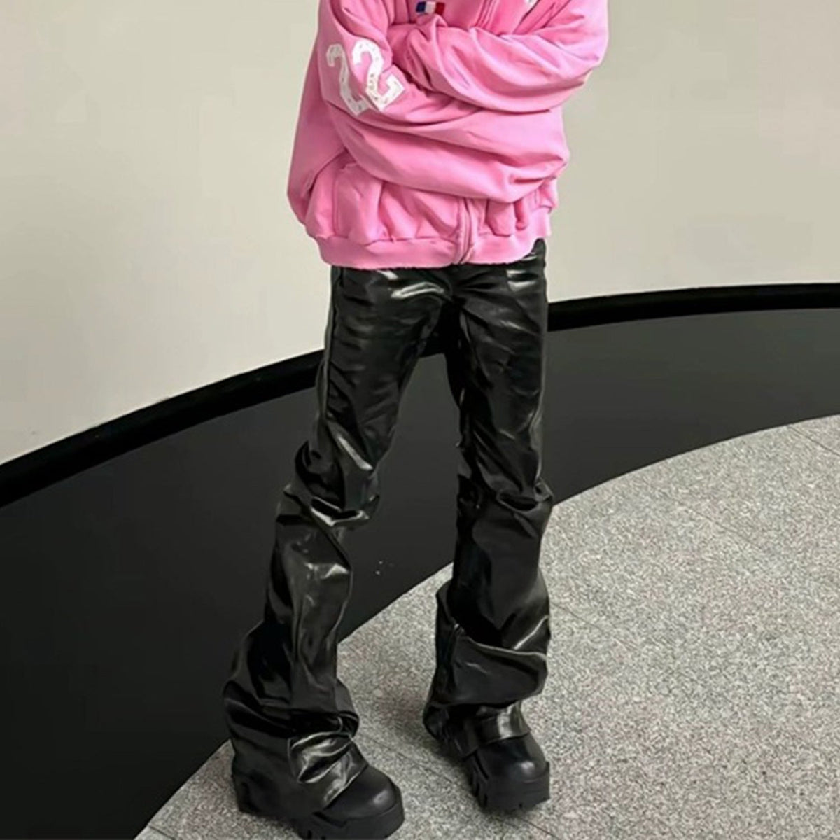 Black Coated Shiny Patent Leather Skinny Jeans