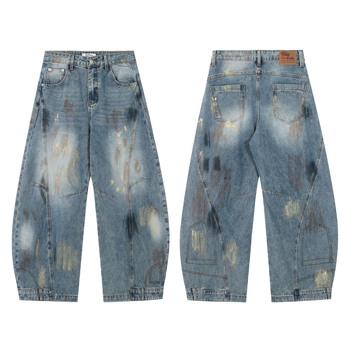 Men's American-style Street Fashion Washed Machete Loose Jeans