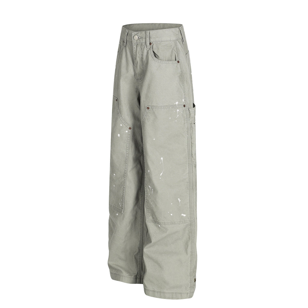 Retro Hand-dotted Ink Men's Loose Casual Work Pants