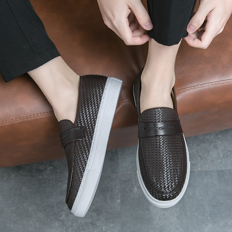 Four Seasons Leather Cover Korean Men's Fashionable Flat Shoes