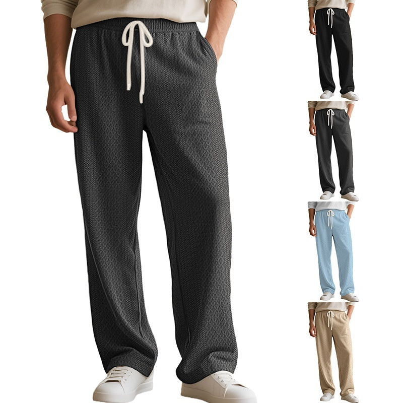 Loose Casual Jacquard Knit Straight-leg Men's Pants