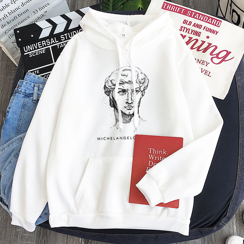 New Michelangelo King David Long Sleeve Fleece Candy Color Hoodie
