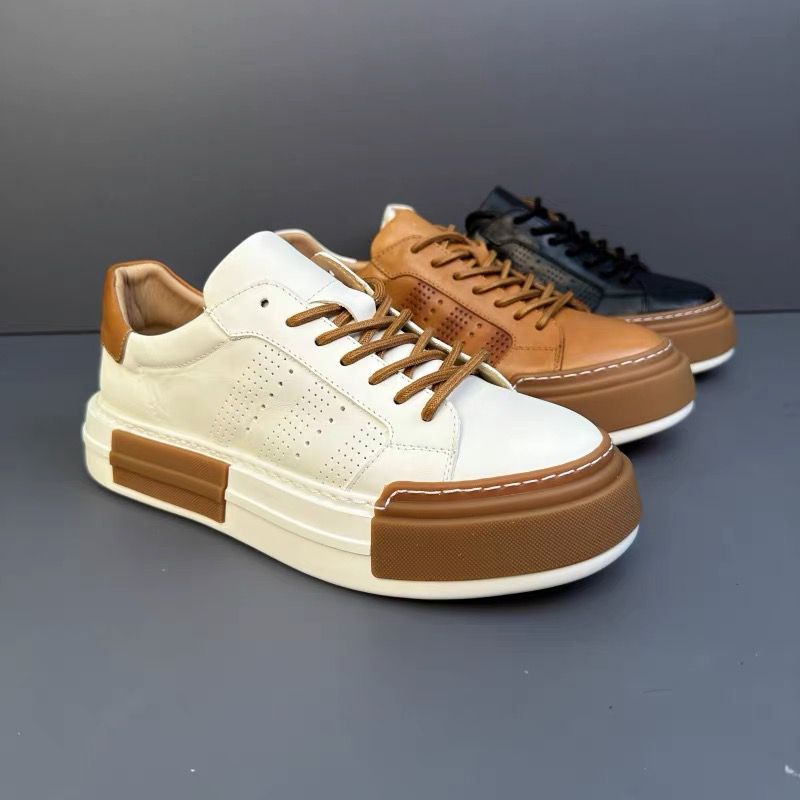 Genuine Leather Breathable Men's Shoes Casual Soft Leather Sneakers
