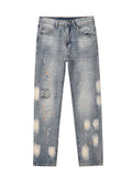 Knife Cut Ink Paint Straight Loose Jeans Men