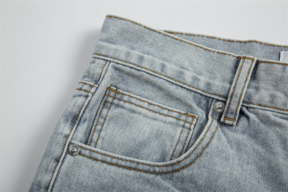 Punk Hole & Patch Jeans Men's Loose Retro