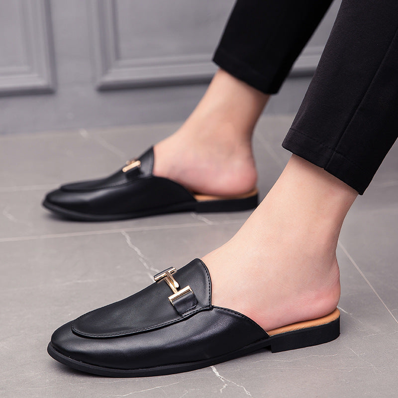 Half Slippers Personality Wear British Style Closed Toe Without Heel Casual Sandals