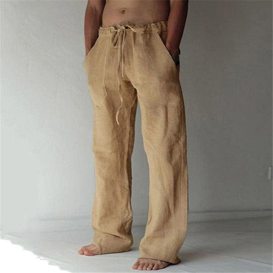 Men's Linen Leisure Solid Color Thin Trousers