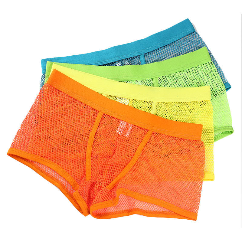 Hollow-out Boxer Transparent Four-corner Low Waisted Shorts