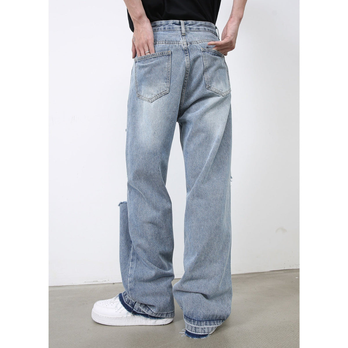 American Retro High Street Fashion Brand Ripped Jeans For Men