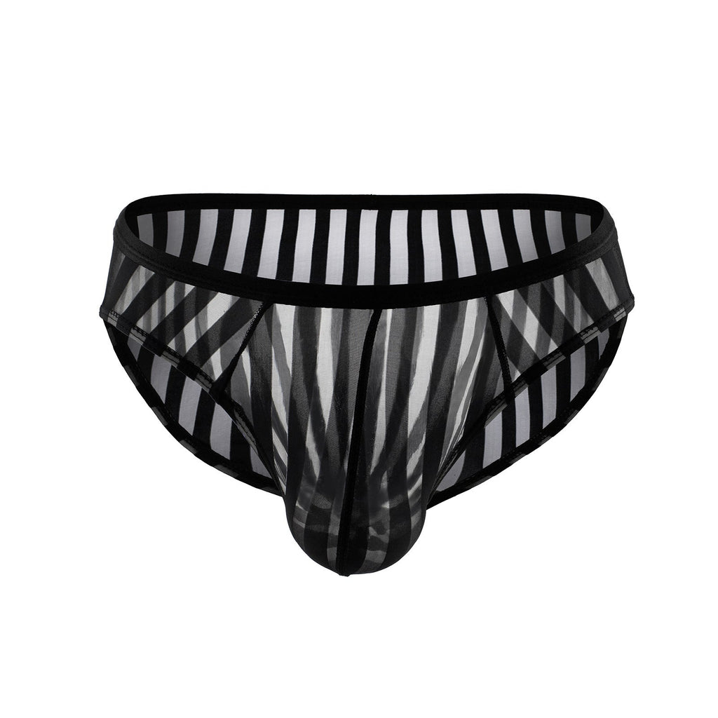Men's Sexy Stripes Transparent Mesh Briefs