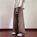 Seersucker Plaid Drape Texture Men's Casual Pants
