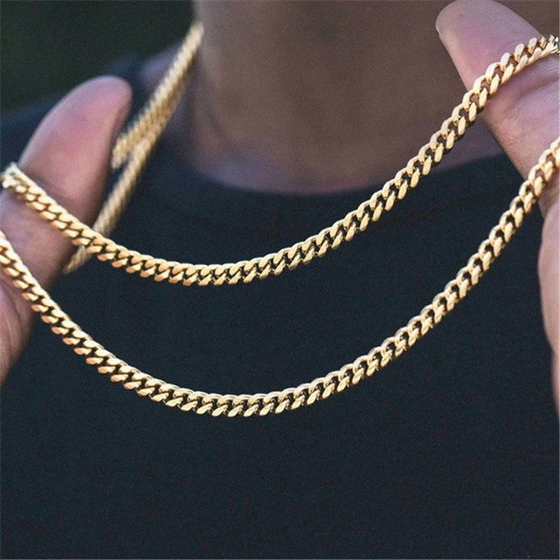 Six-sided Grinding Cuban Titanium Steel Necklace