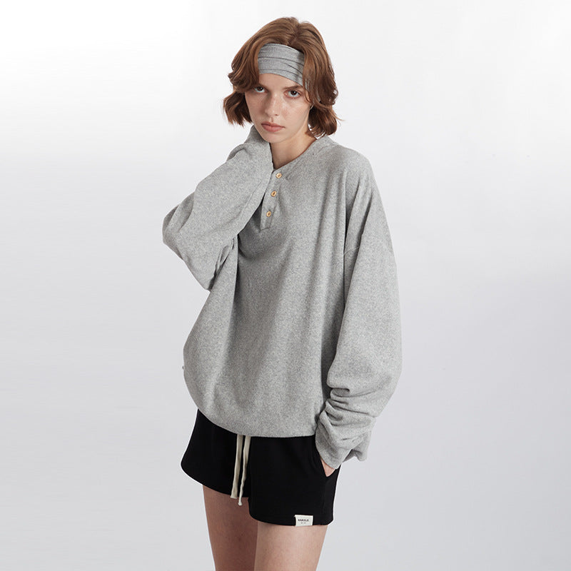 Solid Color Round Neck All-matching Couple Sweater