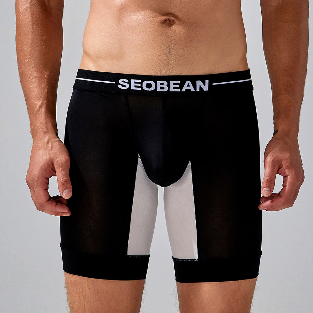 Men's Spring Underwear Fashionable Color Matching Long Men's Boxer Briefs
