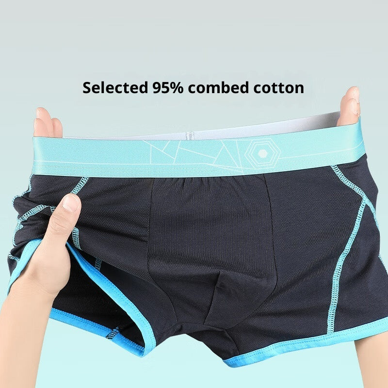 Men's Pure Cotton Comfortable Boxer Briefs With Stripe Print