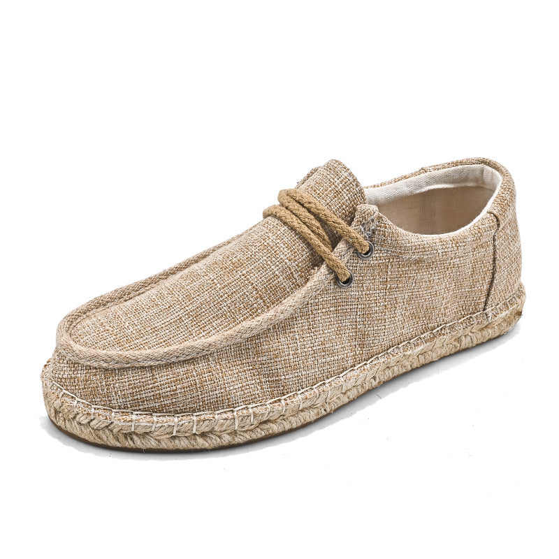 Men's Straw Fisherman Summer Canvas Casual Old Linen Tide Cloth Shoes