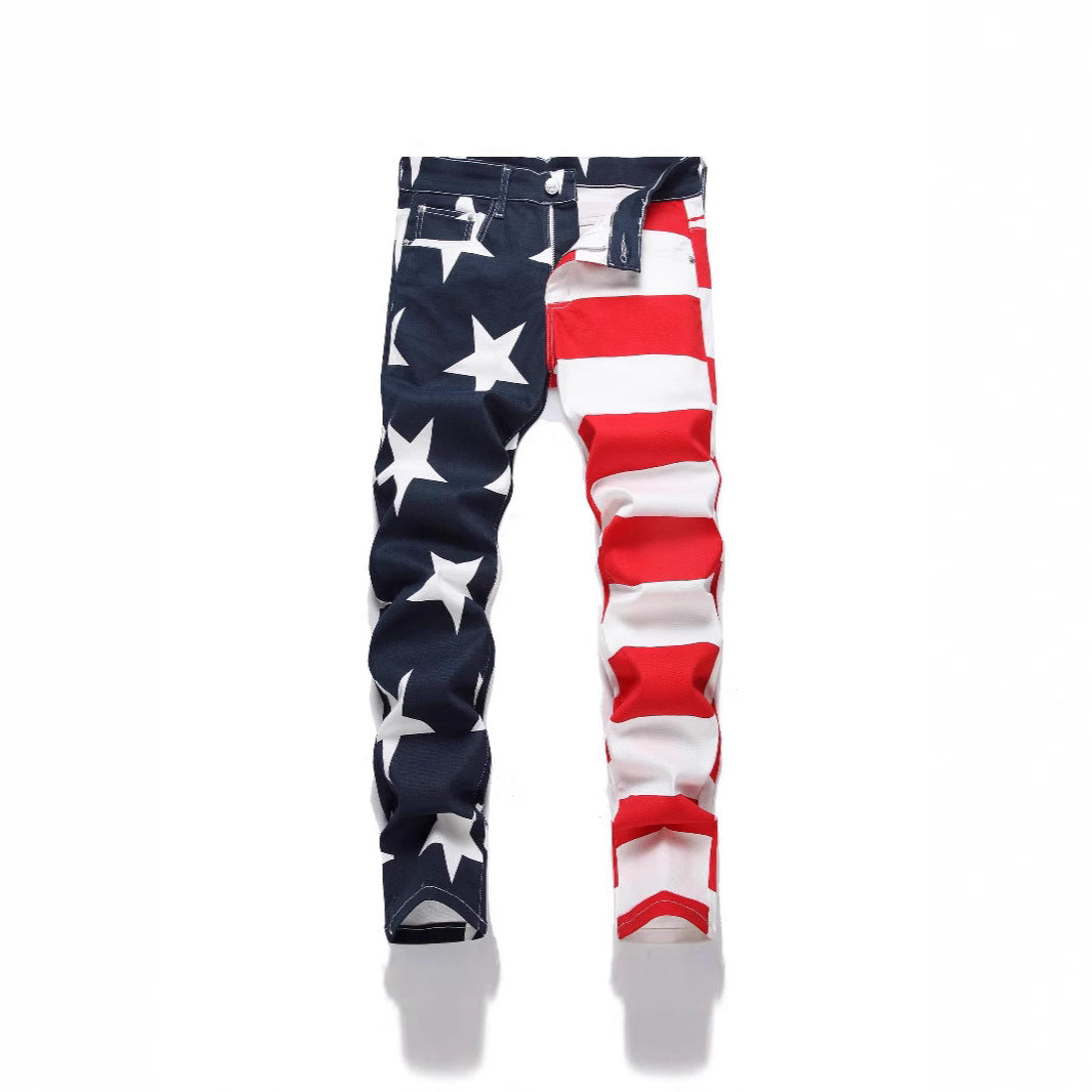 Stretch Washed UNF Raw Denim Fashion Straight Trousers Jeans Men's Pants