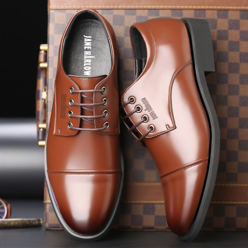 Men's Three-joint Height Increasing Insole Genuine Leather Shoes