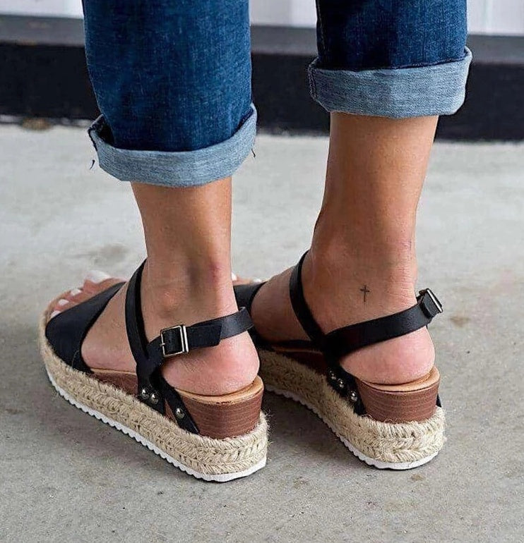 Hemp rope heel sandals