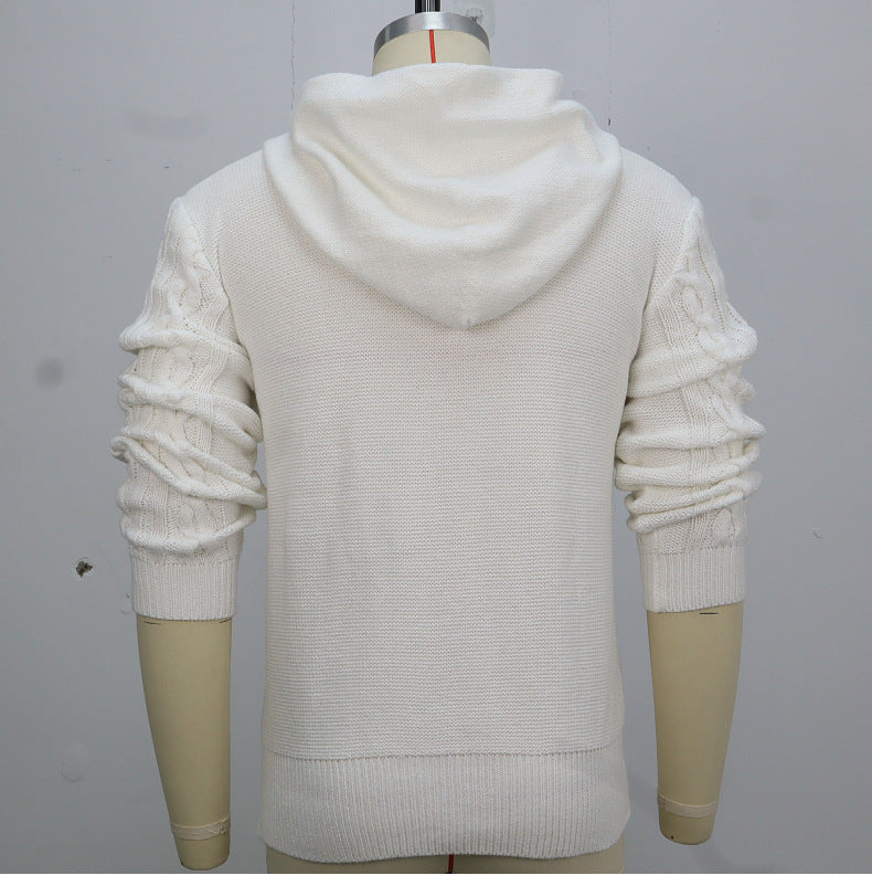 European And American Men's Long Sleeved Hooded Knitted Sweater
