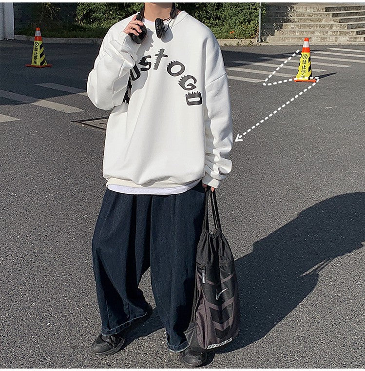 Letter print street crew neck sweatshirt
