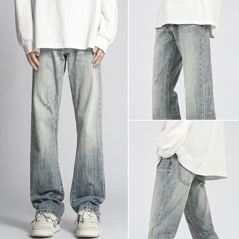 Men's American Water Washed Hole Bootcut Trousers