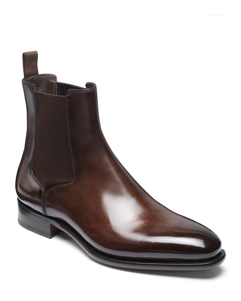 Leather Casual Classic Short Sleeve Pointed Ankle Low Heel Silver Men's Boots Ankle
