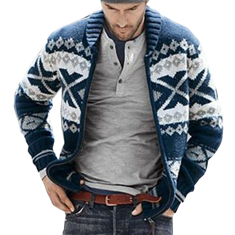 Long sleeve jacquard sweater coat
