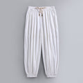 Ankle Banded Slacks Thin Breathable Cotton And Linen