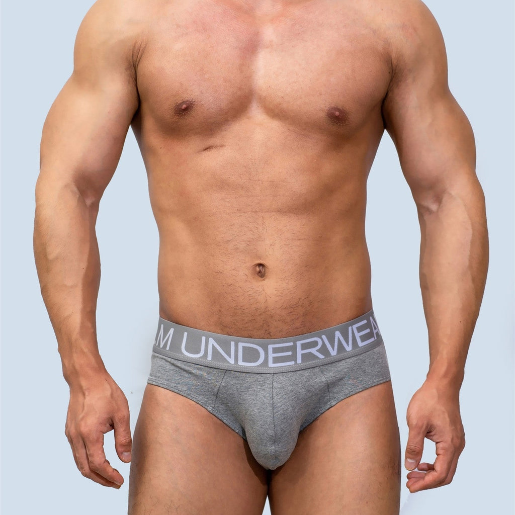 Men's Low Waist Simple Letter Cotton Comfortable Solid Color Briefs