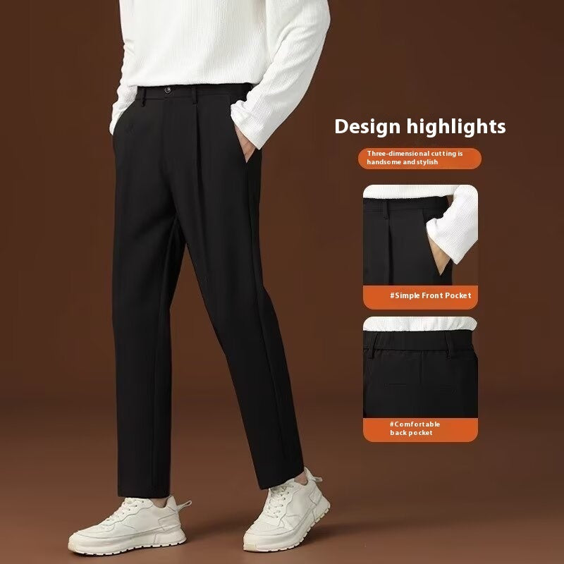 Draping Effect Thin Cool Straight Casual Pants