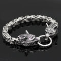 King chain viking wolf head bracelet men