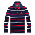 Business middle-aged striped lapel long sleeve T-shirt