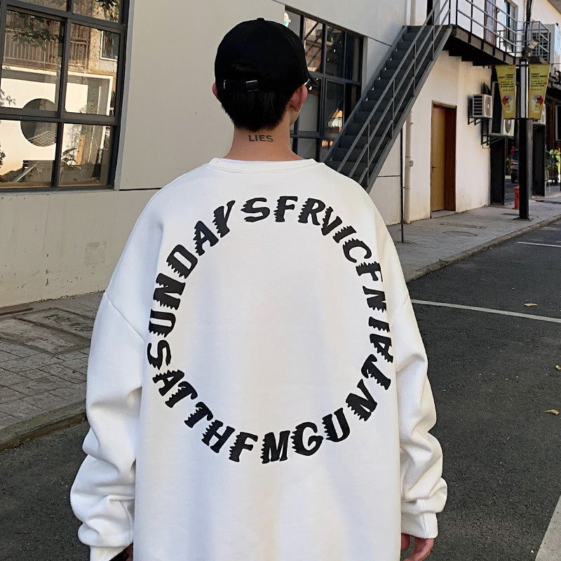 Letter print street crew neck sweatshirt