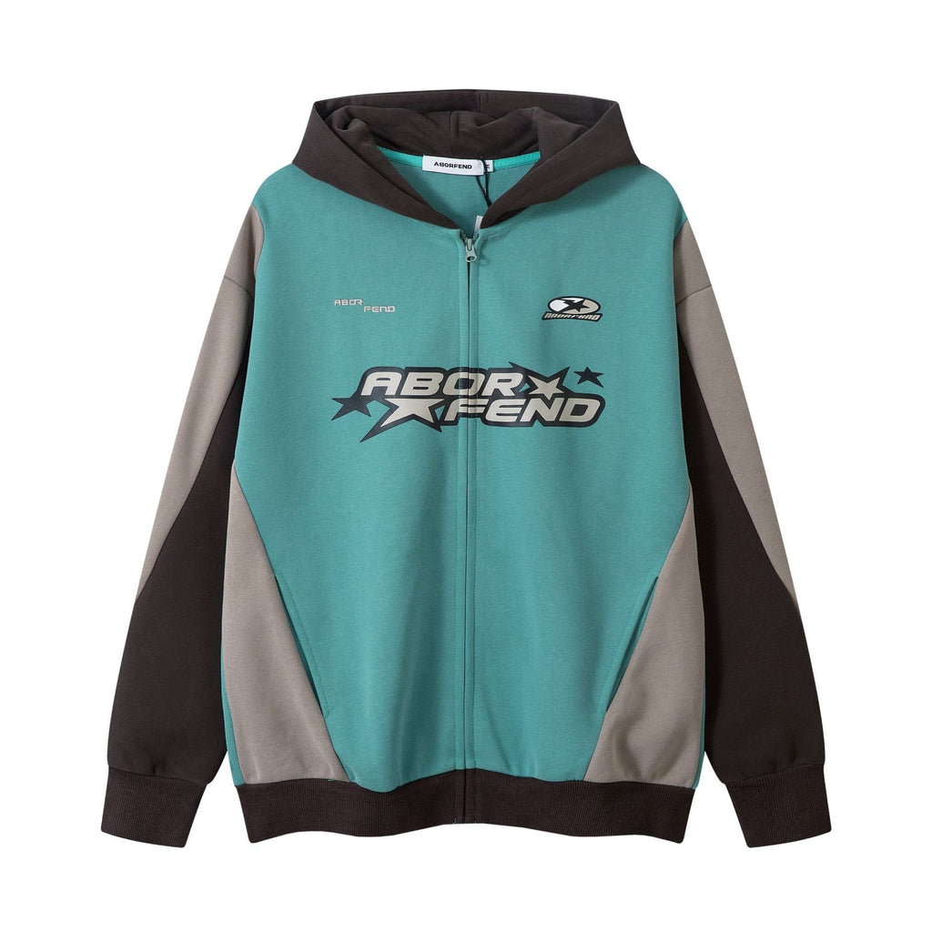 Retro Color Contrast Patchwork Letters Printed Hoodie