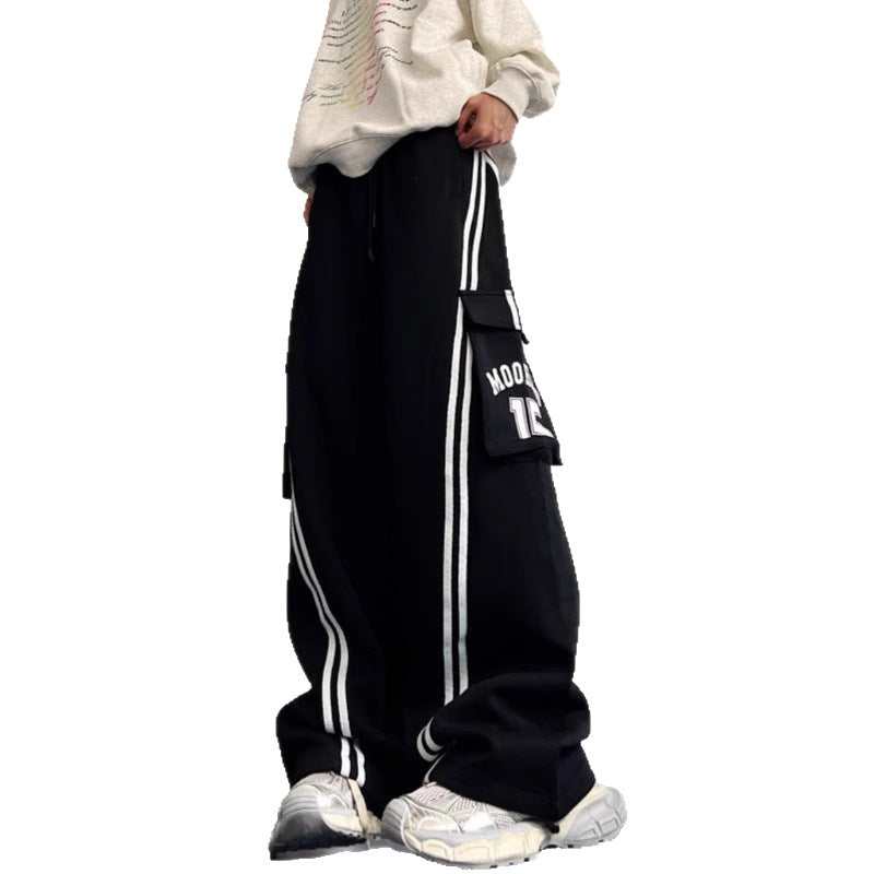 New Loose Straight-leg Casual Pants With Large Pockets For Spring And Autumn