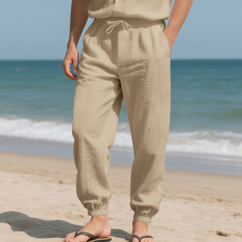 Plus Size Tether Casual Exercise Ankle-tied Straight-leg Pants