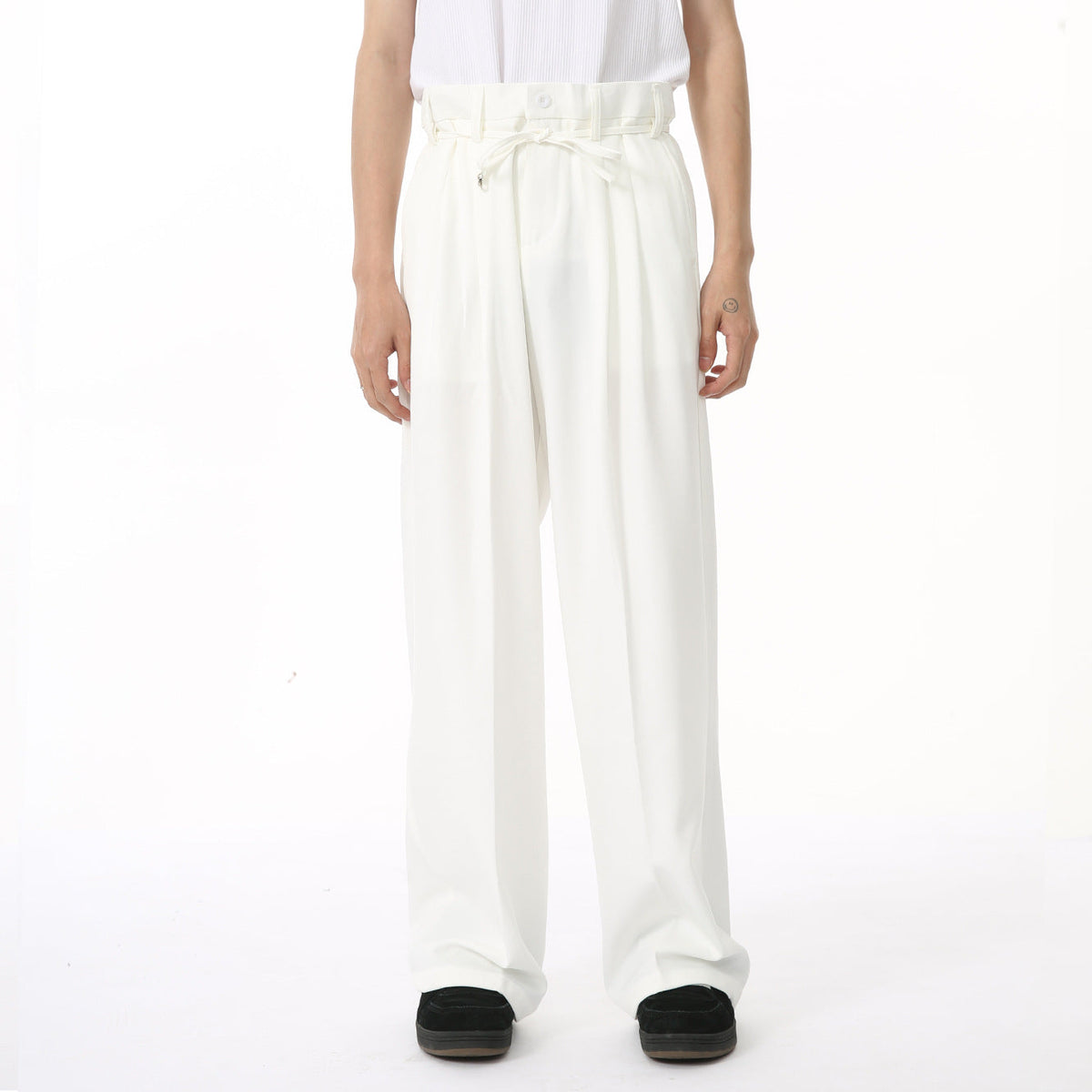 Solid Color Drooping Straight Mopping Suit Pants